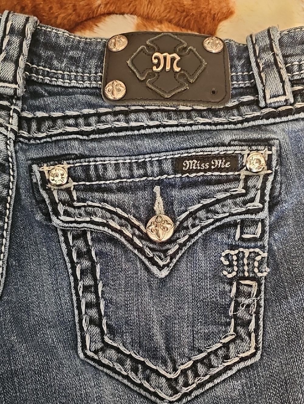 Miss Me Women’s Blue Washed Denim Jeans Size 27 - Picture 9 of 10